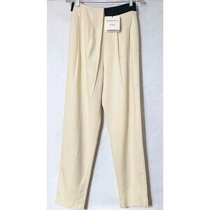Massimo Dutti Studio Pants Womens 4 Cream Black Contrast Tuxedo Trousers NWT